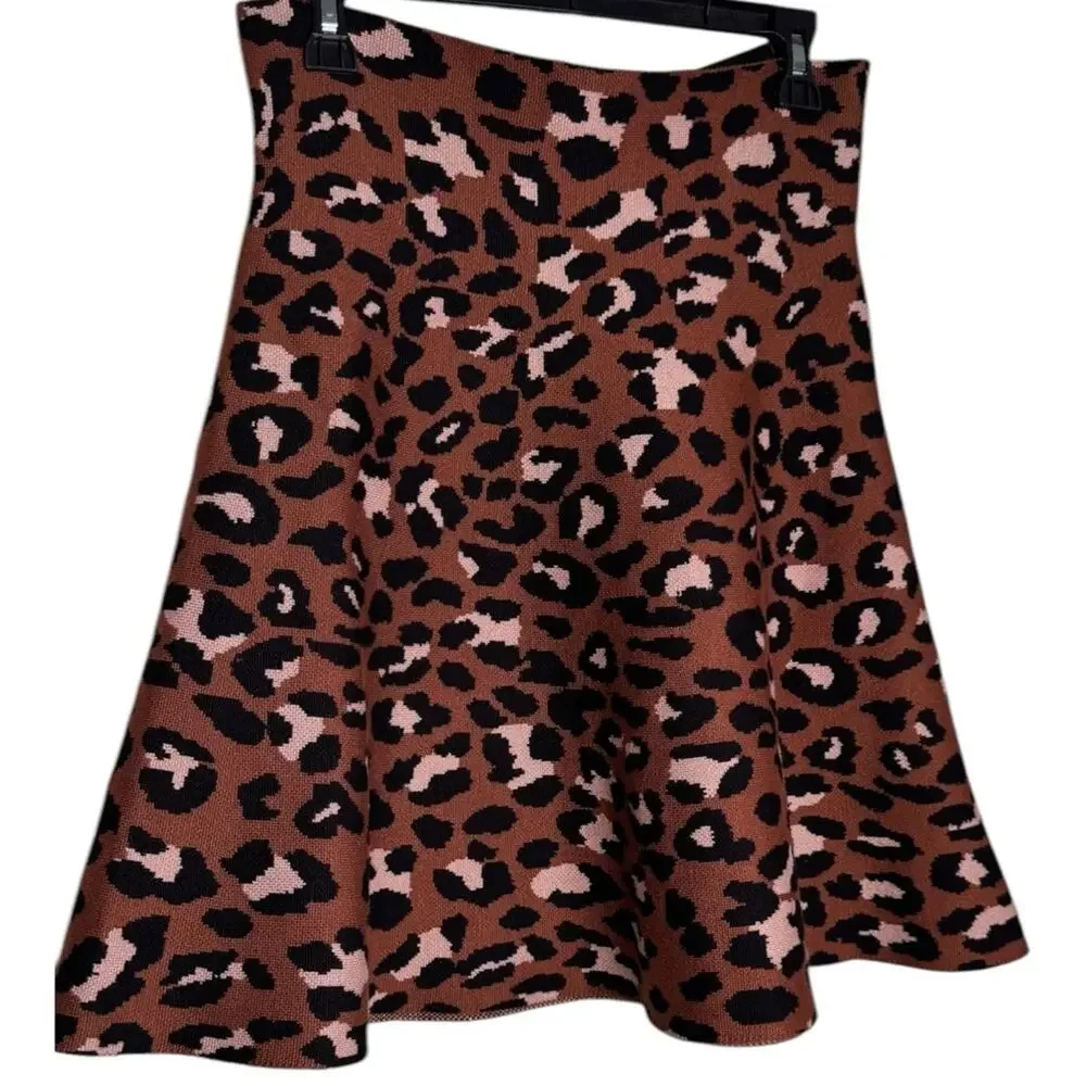 Classic Concepts Leopard Print A-Line Skirt Size Large NWT